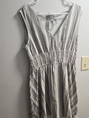 Cupshe Grey Striped Linen Dress